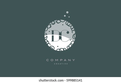dc d c  monogram floral vintage retro green white alphabet decorative company letter logo design vector icon template 