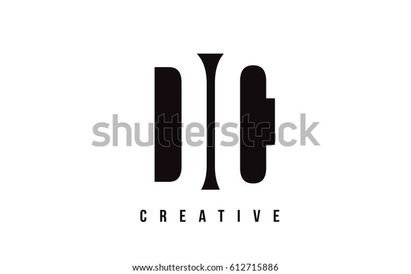Dc D Cの白い文字のロゴデザインと黒い正方形ベクターイラスト