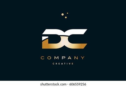 dc d c  white yellow gold golden metal metallic luxury alphabet company letter logo design vector icon template