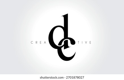 Elegantes DC-Serif-Monogramm-Logo - Typografisches Buchstabenzeichen in Großbuchstaben mit luxuriösem Kleinbuchstaben für modernes Branding