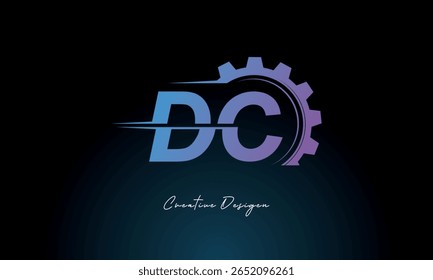 DC Gear Fusion Logo – Industrial Tech-Inspired Letter mark Futuristic Industrial Letter Mark Design for Technology and Engineering Brands.