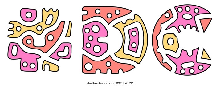 DC Hashtag. Doodle isolate text. Colored curves decorative doodle letters. Hashtag #DC is abbreviation for the US American District of Columbia for print, social network.