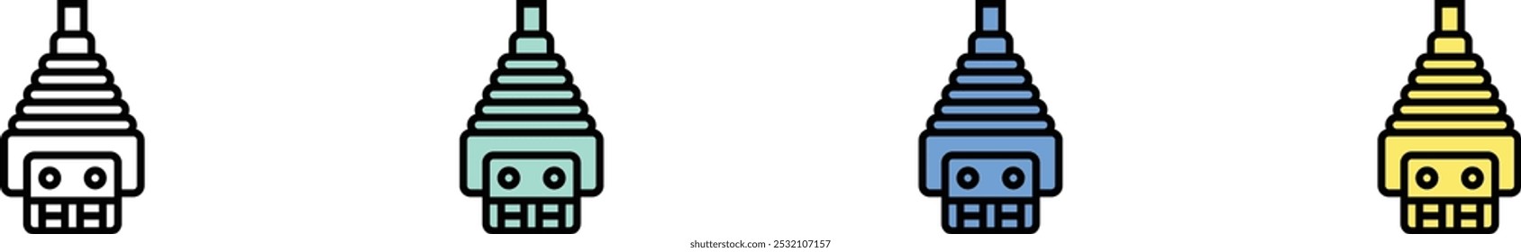 dc icon. Outline, Green, Blue and Yellow Style Design Isolated On White Background