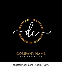 DC Initial Handwriting logo template vector