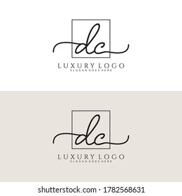 DC Initial handwriting logo template vector