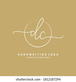 DC Initial handwriting logo template vector