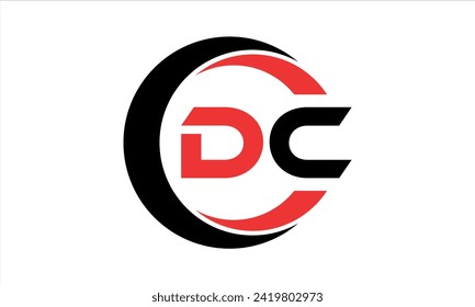 DC initial letter creative circle icon swoosh logo design vector. monogram, lettermark, circle, calligraphy, symbol, emblem, elegant, abstract, wordmark, sign, art, typography, icon, minimal, premium