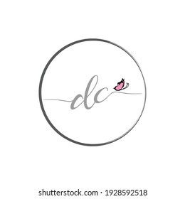 DC initial letter handwriting logo design with butterfly
