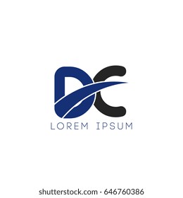 dc initial letter uppercase logo blue and black