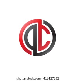 DC initial letters linked circle logo black red