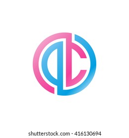 DC initial letters linked circle logo pink blue