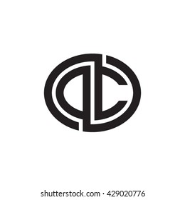 DC initial letters looping linked ellipse monogram logo