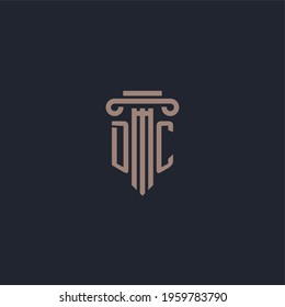 DC initial logo monogram with pillar style design for law firm and justice company