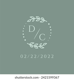 DC initial modern monogram wedding with creative circle line