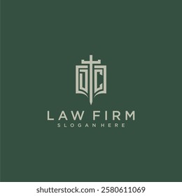 DC initial monogram for law firm with sword and shield logo image