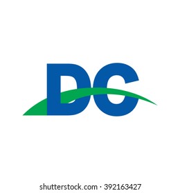 DC initial overlapping swoosh letter logo blue green
