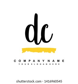 DC initial signature logo. handwriting logo template vector,