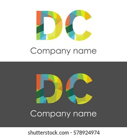 DC letter abstract mosaic shape icon colorful