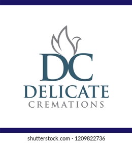DC Letter with dove vector Logo element. Cremations design collection. Vector illustration