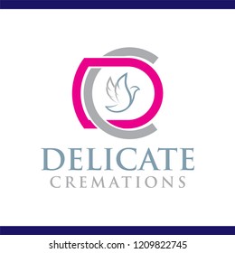 DC Letter with dove vector Logo element. Cremations design collection. Vector illustration