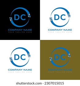 Diseño creativo del logo de la carta DC. Diseño único de CC.
