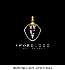 Letra DC monograma de luxo para imagem estilo escudo e espada