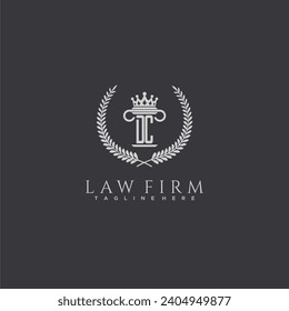 Logo de monograma de letras DC para la firma de abogados con diseño de imagen de corona de pilar