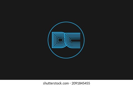 Diseño del logotipo de Warp de las líneas DC. Icono de letra hecho con contorno circular.