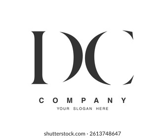 DC logo design. Initial letter d and c serif font style. Creative classic company name typography. Trendy logotype or identity. Vector illustration.
