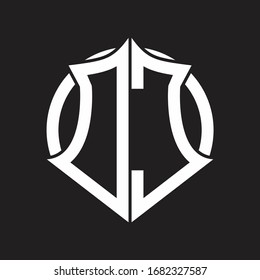 DC Logo monogram with emblem and circle rounded design template