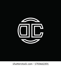 DC logo monogram with negative space circle rounded design template