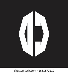 DC Logo monogram with octagonal ribbon style design template