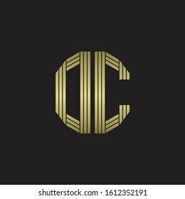 DC Logo monogram outline style linked isolated with gold colors