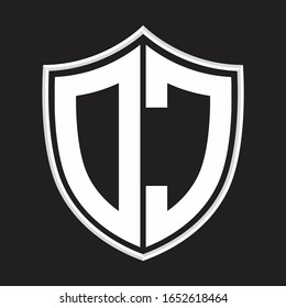 DC Logo monogram with shield shape isolated on outline design template