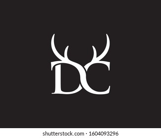 DC logo typeface vector template.DC letter forms deer antlers. 