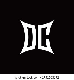 DC monogram logo with sharped shape design template isolated on black background