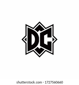 DC monogram logo with square rotate style outline design template