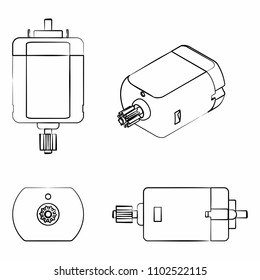 DC Motor colored. Different outline like a brushstrokes.