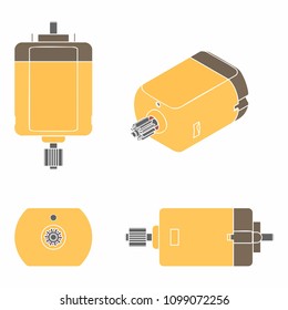 DC Motor colored. Without outline.