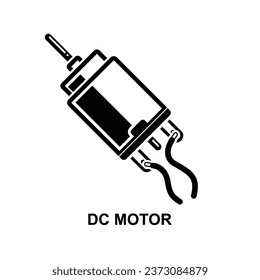 Dc motor icon.A DC motor is an electrical motor that uses direct current (DC) to produce mechanical force isolated on background vector illustration.