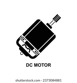 Icono del motor Dc.Un motor DC es un motor eléctrico que utiliza corriente directa (CC) para producir fuerza mecánica aislada en la ilustración del vector de fondo.