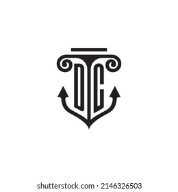 DC pillar and anchor combination concept logo in high quality design