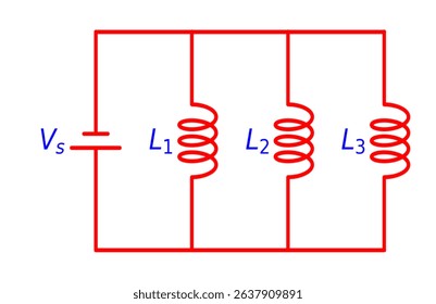 DC Source With Parallel Inductors Circuit Diagram Electronics illustration for various educational projects 
