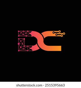 DC tech logo, Letter DC technology dot logo template 