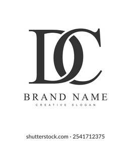 Modelo de logotipo da moda DC. Estilo de fonte clássico das letras iniciais d e c. Logotipo criativo do nome ou da identidade da empresa. Ilustração vetorial.