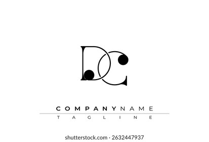 DC Tipografia Design de logotipo. Representação de design de monograma elegante com as letras D e C combinadas em um estilo de assinatura artística, oferecendo uma representação visual única e criativa.