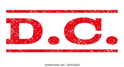 D.C. watermark stamp. Text tag between horizontal parallel lines with grunge design style. Rubber seal stamp with unclean texture. Vector intensive red color ink imprint on a white background.