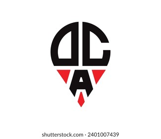 diseño de logotipo de la forma de ubicación de la letra DCA