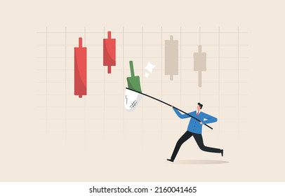 DCA, Profiting in Bear market, Profit from playing down stocks. Buy gradually, when the share price declines. Investors or businessmen chasing after buying stock candlesticks.