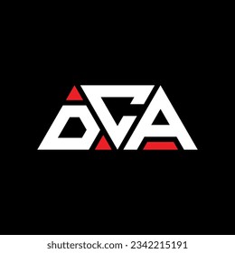 DCA Dreieck-Buchstaben Logo Design mit Dreiecksform. DCA Dreieck Logo Design Monogramm. DCA Dreieck-Vektorlogo-Vorlage mit roter Farbe. DCA Dreieckslogo Einfach, elegant und luxuriös.